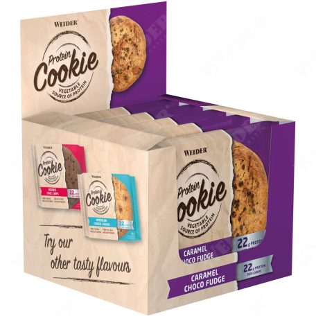Weider Protein Cookie 90 g vegán fehérje süti (12db/doboz)  - karamella-csokoládé