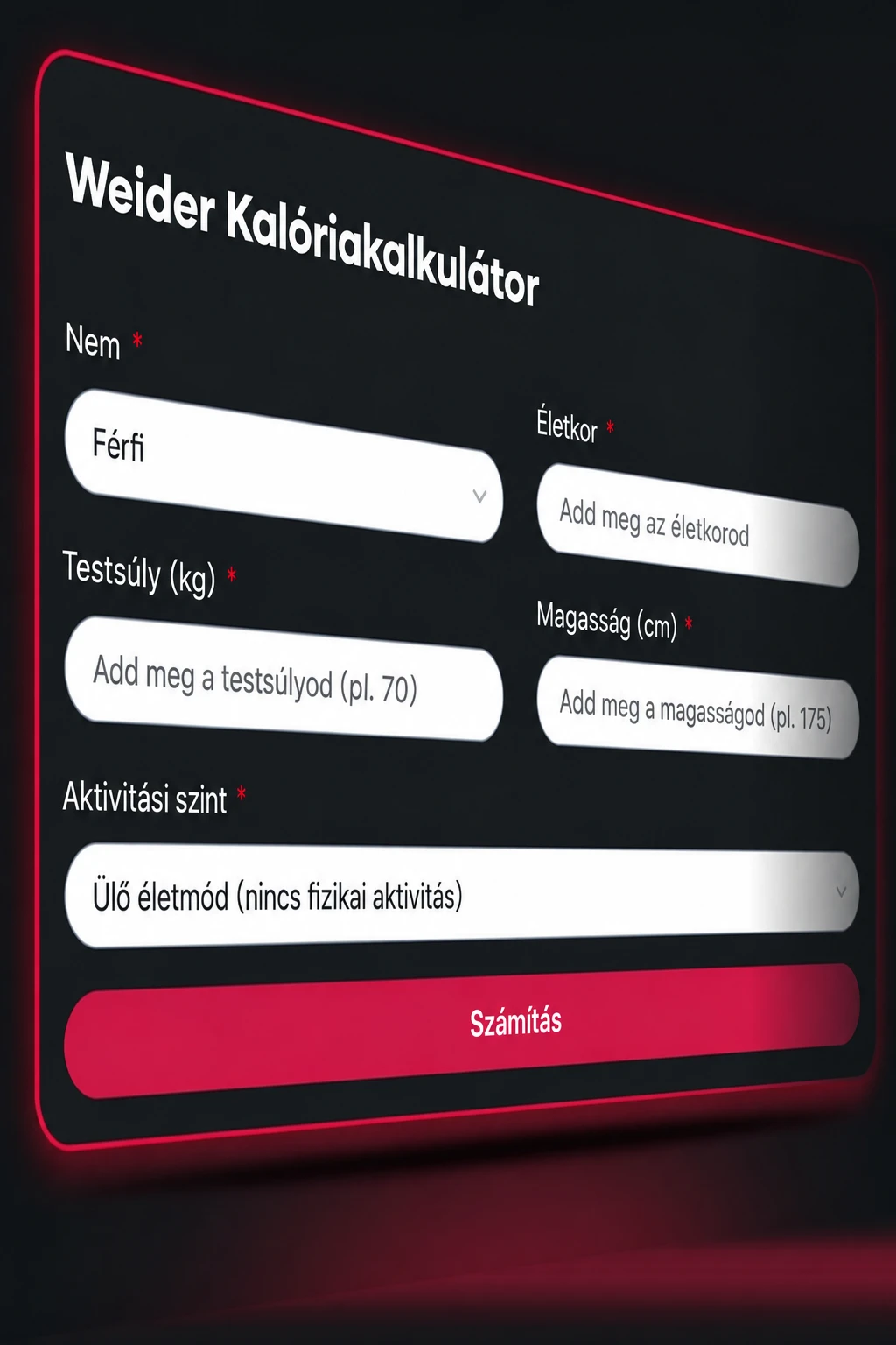 Weider Kalóriakalkulátor – online kalkulátor a napi kalóriaszükséglet kiszámításához
